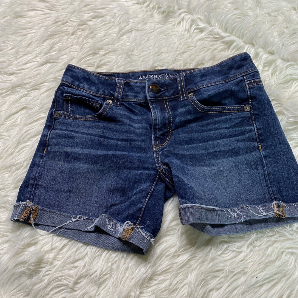 American Eagle Outfitters Jeans Shorts Womens 0 Midi Super Stretch Denim Cuff